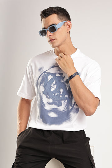 Drip Graffiti White Oversized T Shirt