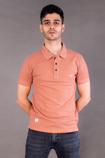 Textured Polo Rust T-Shirt