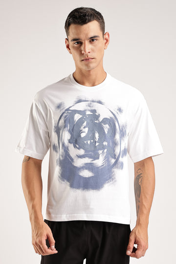 Drip Graffiti White Oversized T Shirt