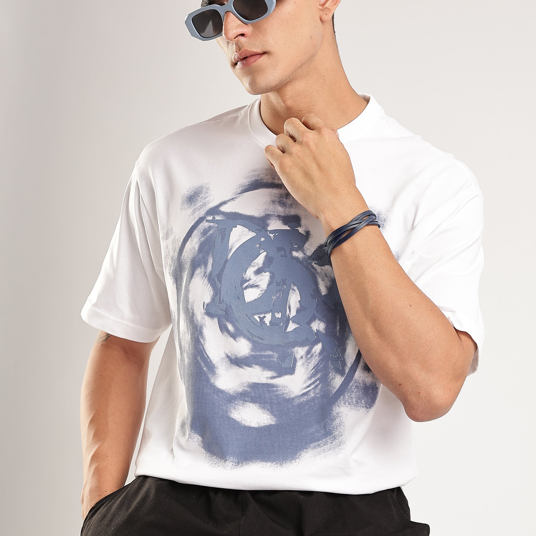Drip Graffiti White Oversized T Shirt
