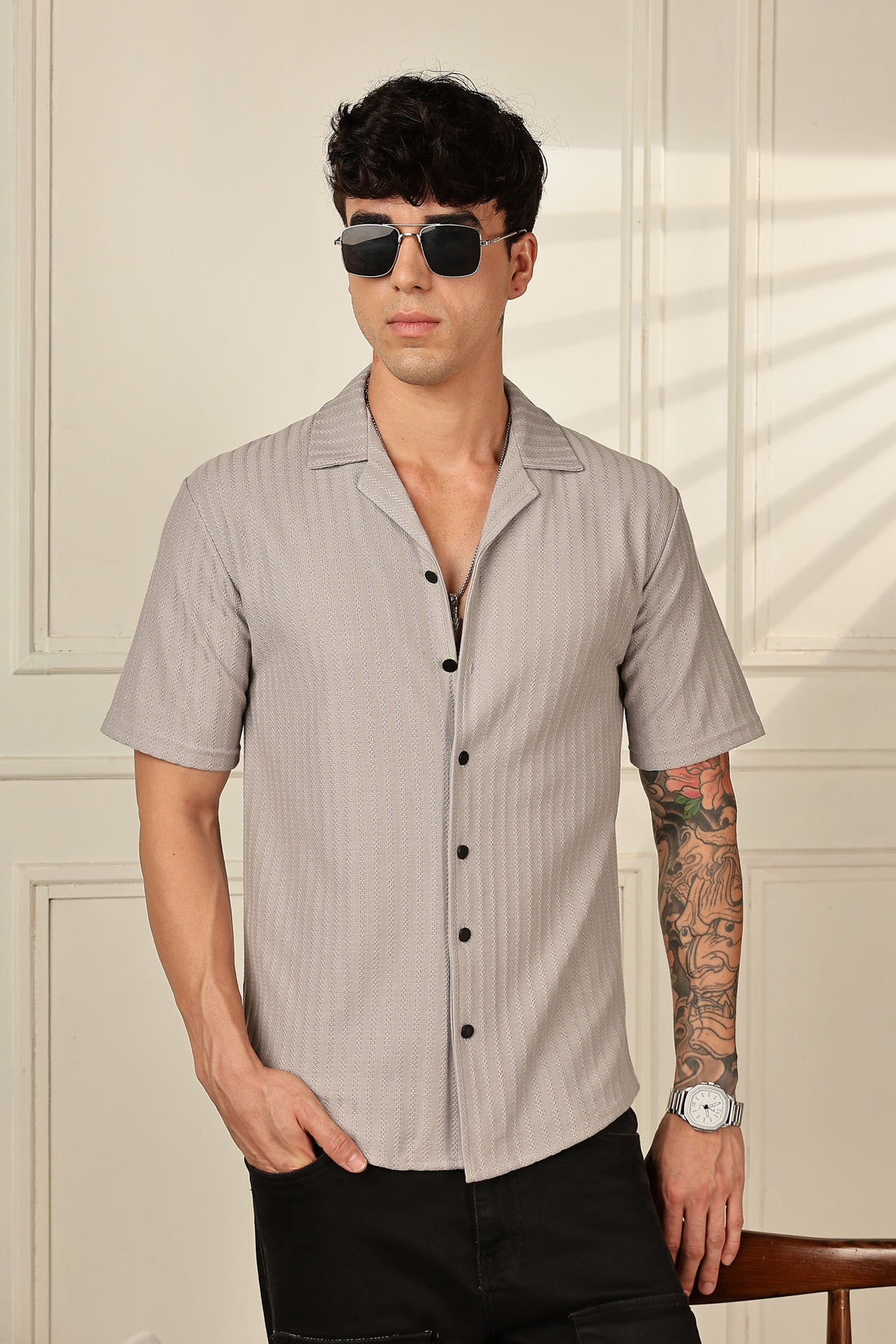 Textured Grey Shirt