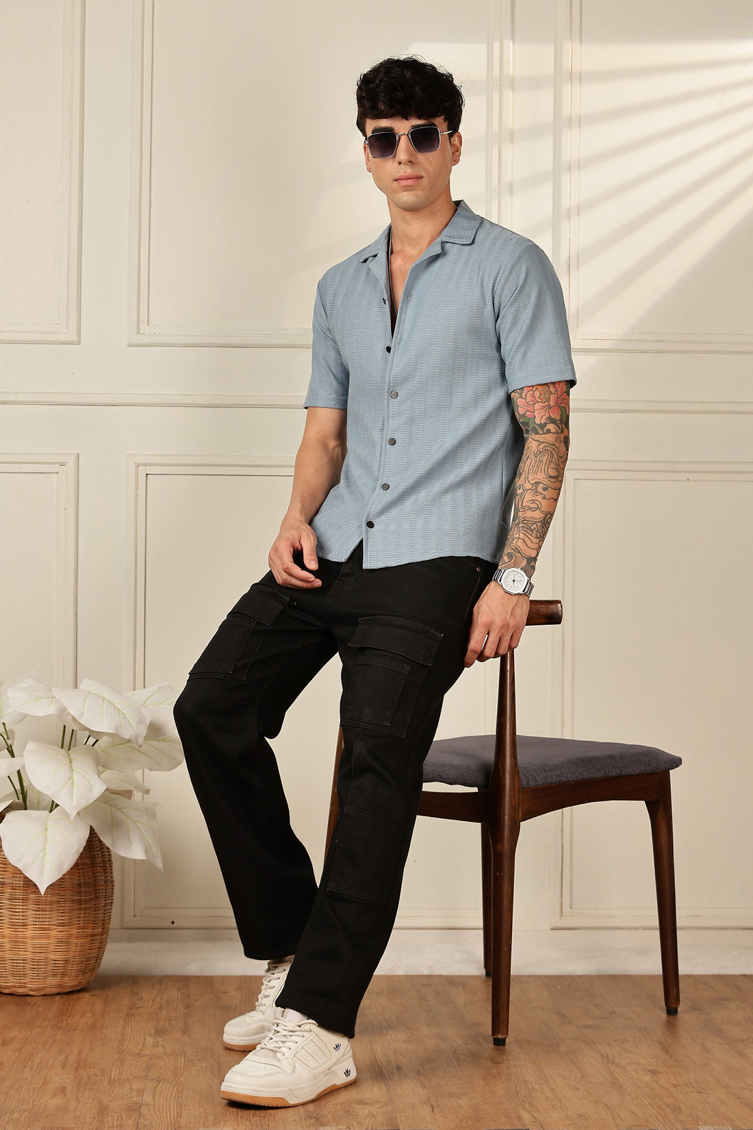 Textured Blue Shirt