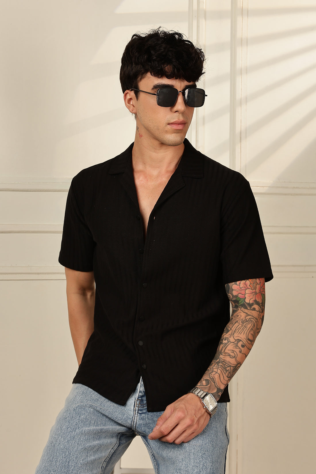 Textured Black Shirt