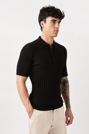 Knitted Black Polo