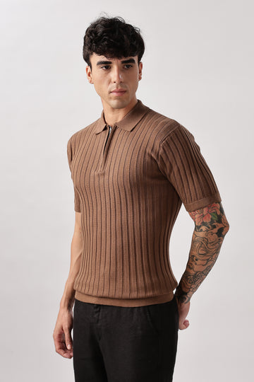 Knitted Cocoa Polo