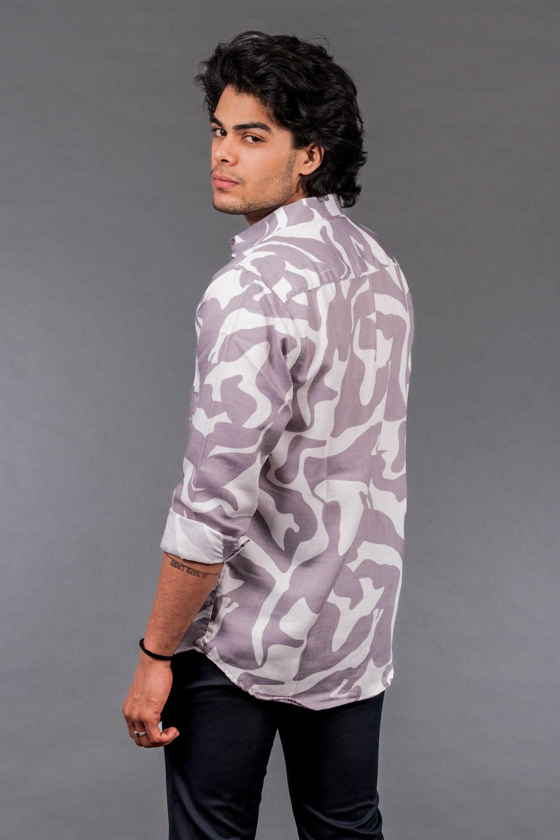 Abstract Print Grey Shirt