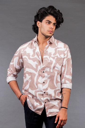 Abstract Print Brown Shirt