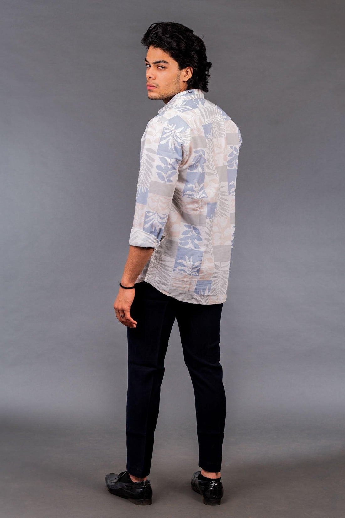 Square Leaf Blue Shirt