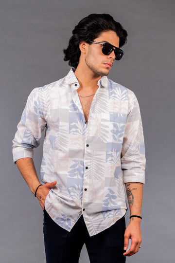 Square Leaf Blue Shirt