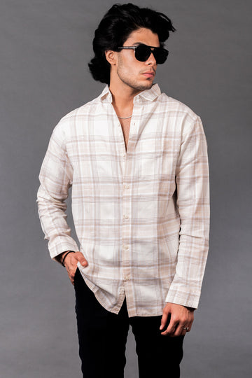 Boxed Checks Tan Shirt