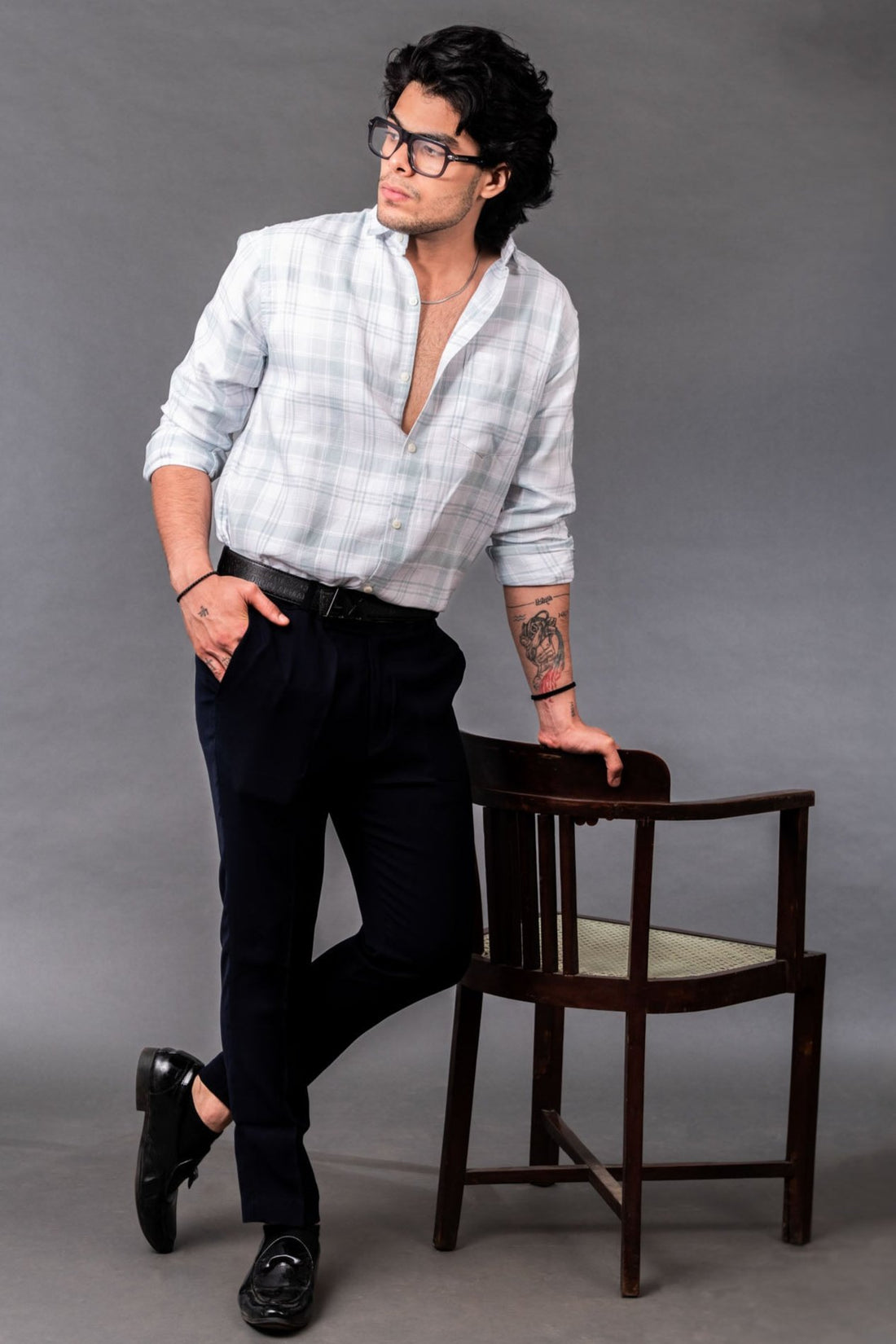 Tartan Grid Blue Checks Shirt