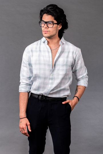 Tartan Grid Blue Checks Shirt