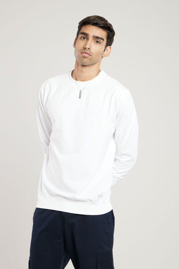 White Solid Sweatshirt