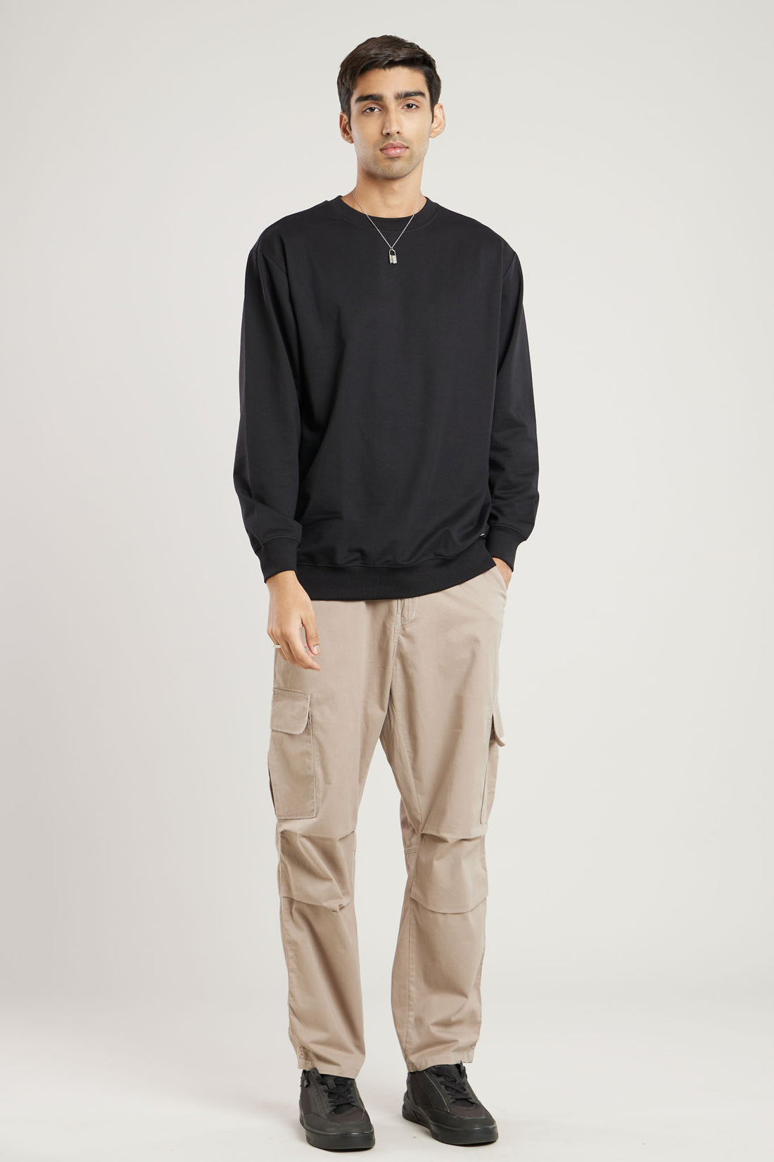 Black Solid Sweatshirt