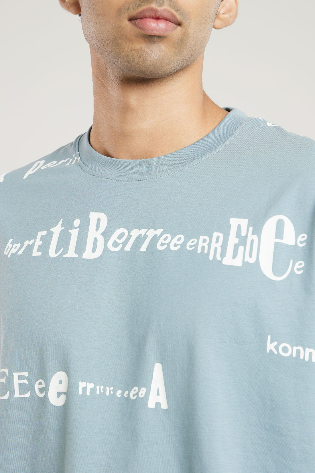 Blue All Over Print Oversized T Shirt