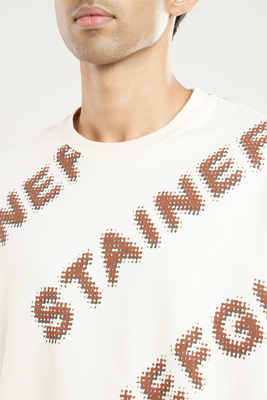 Cream All Over Print Oversized T Shirt