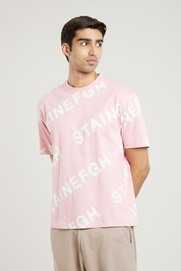 Pink All Over Print Oversized T Shirt