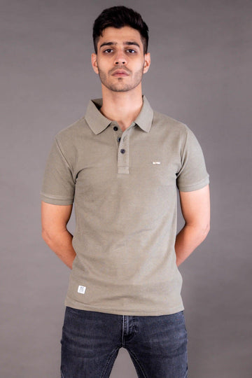 Textured Polo Green T-Shirt