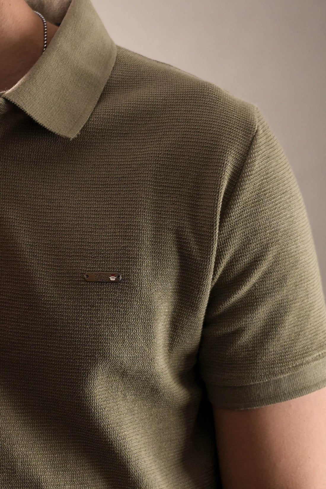Textured Polo Green T-Shirt