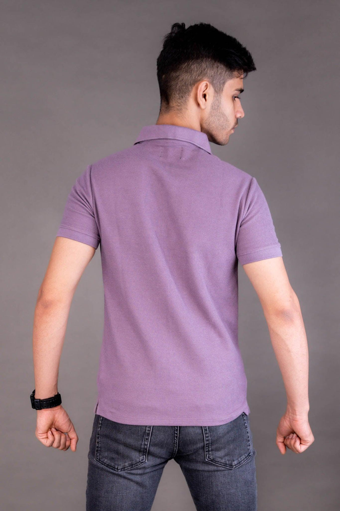 Textured Polo Purple T-Shirt