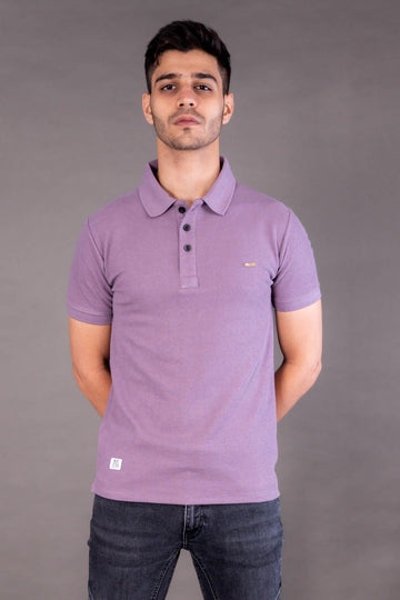 Textured Polo Purple T-Shirt