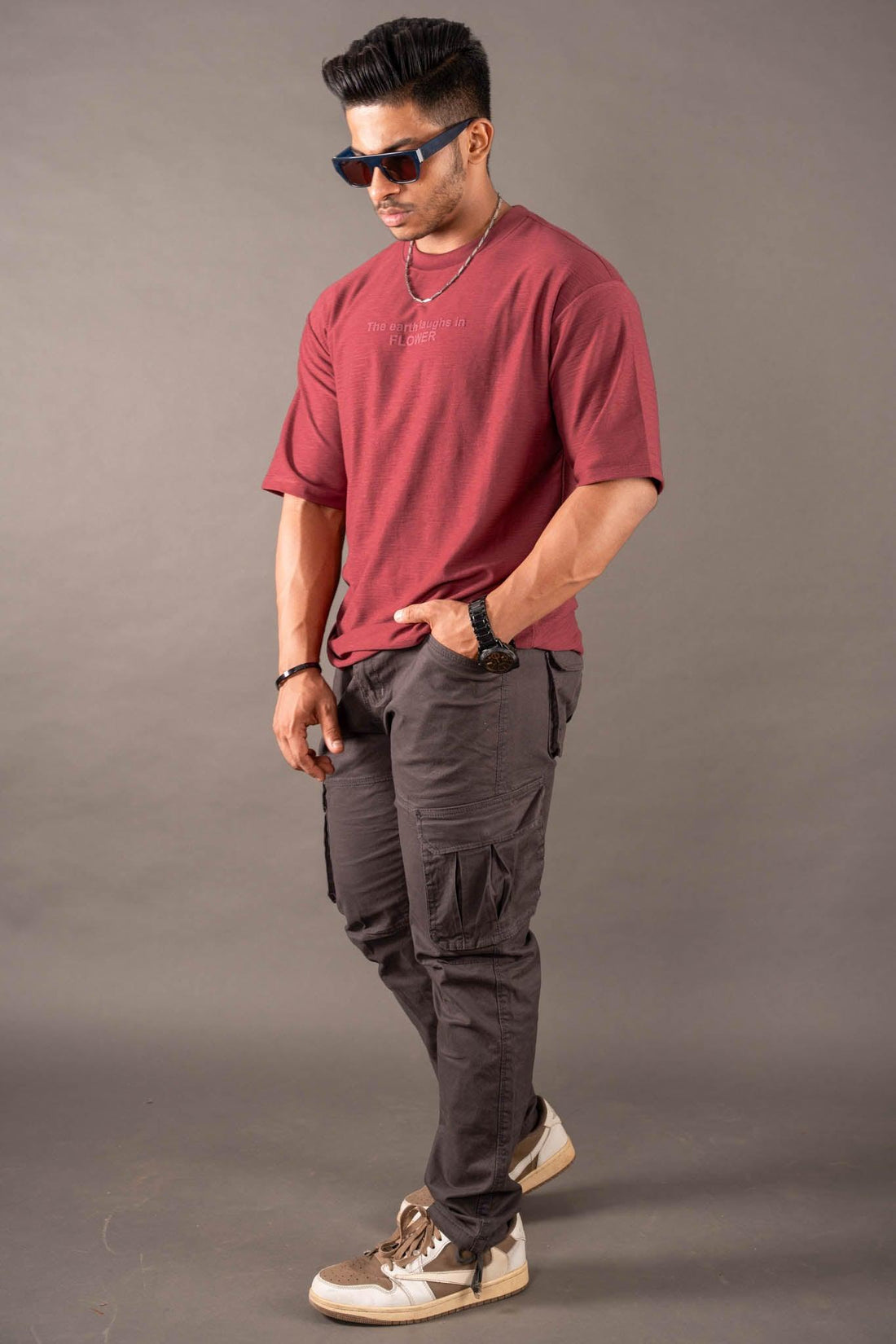 Burgundy Jacquard T-Shirt